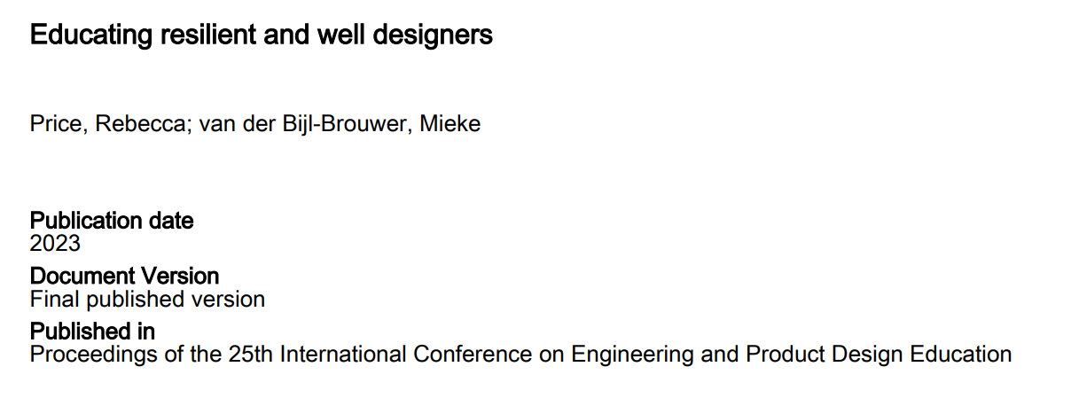 Educating resilient and well designers